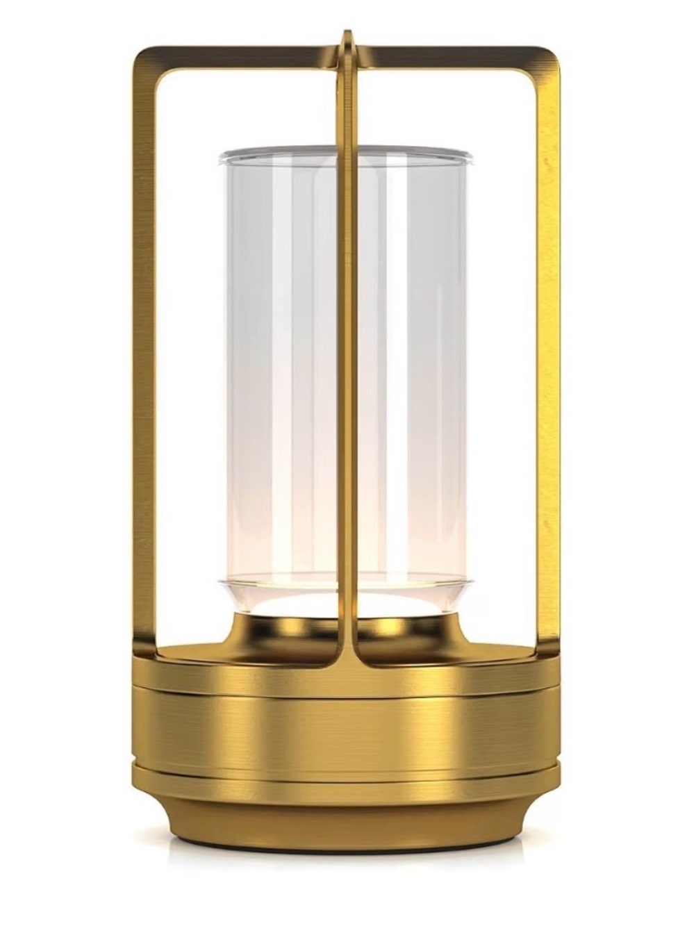 Rechargeable Brushed Gold Glass Lantern Accent Lamp - Home Accents